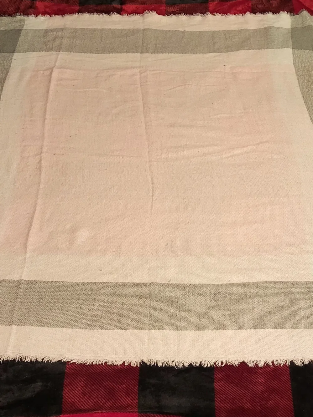 Light Pink and Beige Woven Throw Blanket